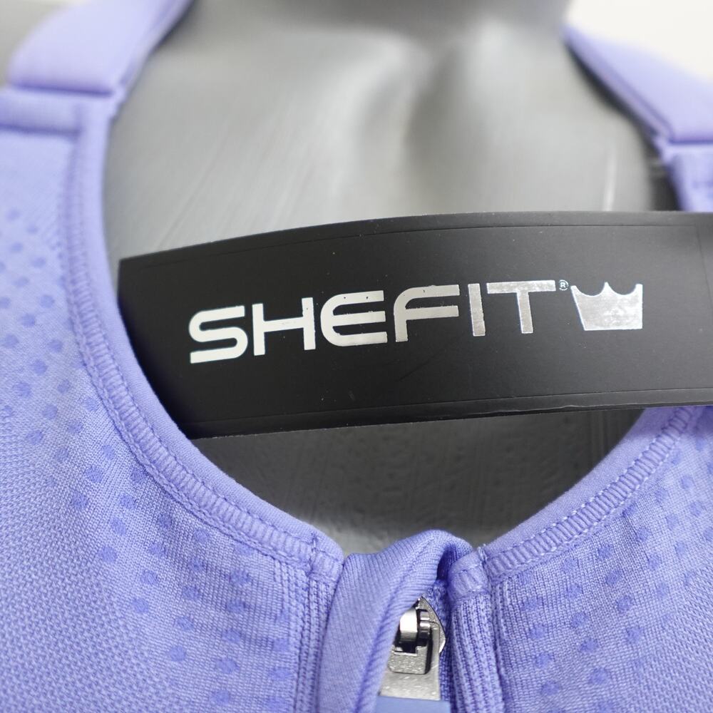 NWT SHEFIT 3Luxe Adjustable Sports Bra, Zip Front Low Impact Wirefree Periwinkle - Picture 6 of 12